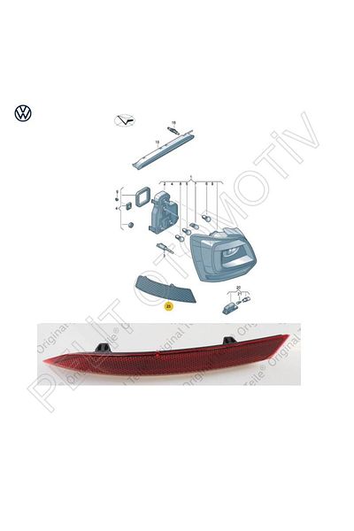 PELİTOTOMOTİV Polo Rear Bumper Reflector - Left Outer 6C0945105B (2015-2018)