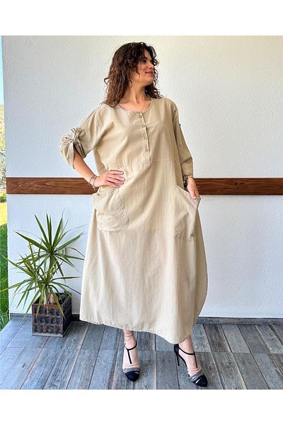 ByEnBi Bag Pocket Sleeve Mink Plus Size Dress Std