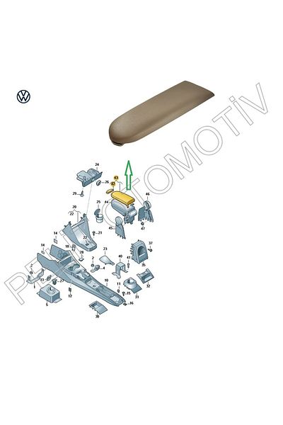 PELİTOTOMOTİV Toledo Leather Beige Console Armrest Cover - 6r0867173