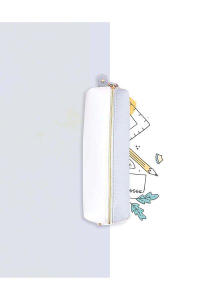 Kağıt Gemi Dükkan Double Sided Gray Pu Leather Pencil Case