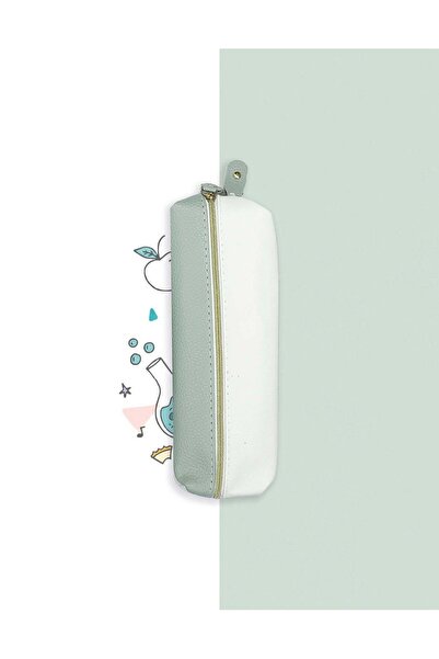 Kağıt Gemi Dükkan Husă pentru creion din piele PU verde cu două fețe