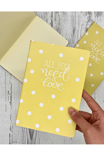 Kağıt Gemi Dükkan دفتر ملاحظات مخطط منقط باللون الأصفر من الداخل والخارج 40 ورقة