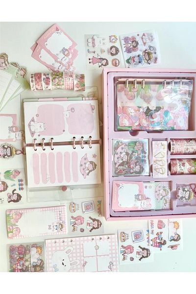 Kağıt Gemi Dükkan Cute Dorothy And Her Garden Pink Full Binder Notebook Gift Set/box Set/notebook/bullet Journal