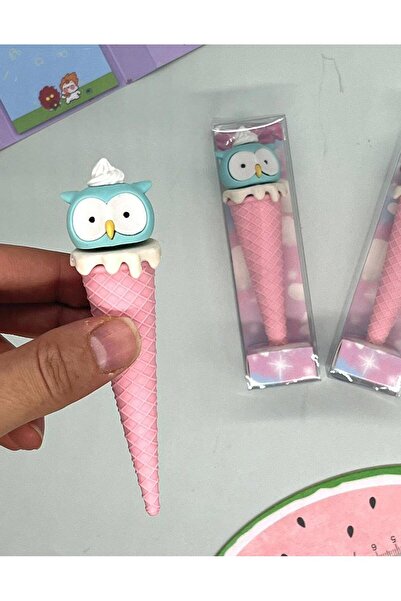 Kağıt Gemi Dükkan Guma de șters în formă de bufniță de culoare roz