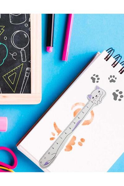 Kağıt Gemi Dükkan Riglă/Suport cărți din lemn cu urechi liliac, pisică drăguță