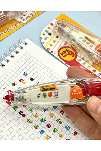 Kağıt Gemi Dükkan Sevimli Canavarlar Desenli Süsleme Bandı/Tipeks/Tipex/Şerit Daksil/Düzeltme Bandı/Şerit Düzeltici