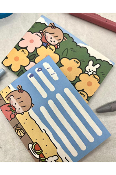 Kağıt Gemi Dükkan Sevimli Kız Planner 2'li Post-it Set /mini Not Kağıdı/ Bullet Journal