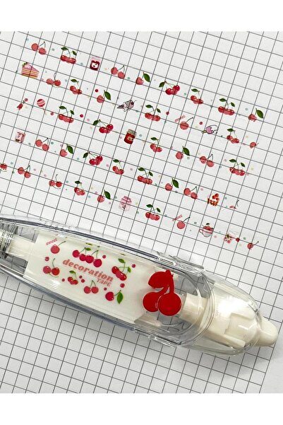 Kağıt Gemi Dükkan Kiraz Desenli Süsleme Bandı Tipeks - Tipex / Şerit Daksil