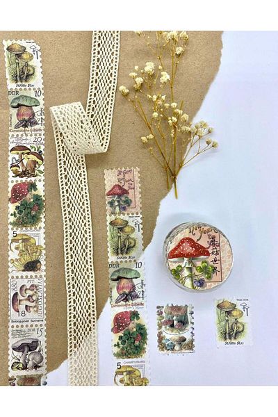 Kağıt Gemi Dükkan Washi Tape Sticker - Flake Mushroom Single Single Decal - Bullet Journal Notebook Decoration