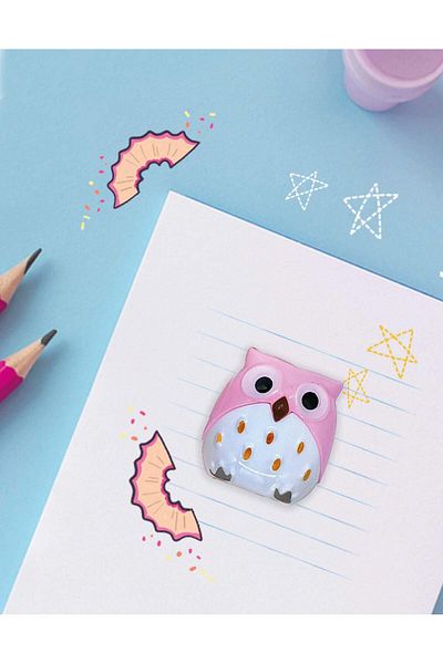 Kağıt Gemi Dükkan Pink Owl Pencil Sharpener