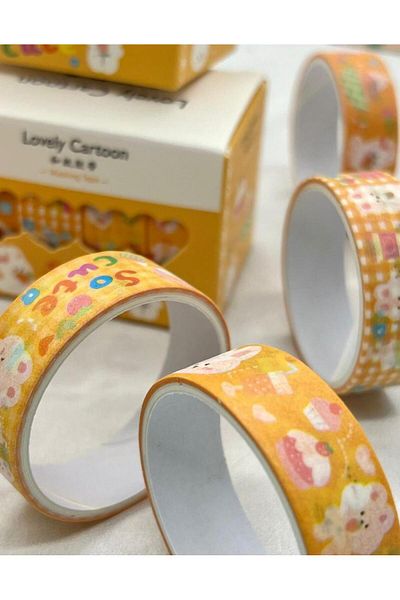 Kağıt Gemi Dükkan Lovely Cartoon Orange 4-Piece Washi Tape Set / Washi Tape / Bullet Journal / Scrapbook