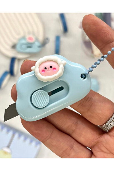 Kağıt Gemi Dükkan Sevimli Kuzu Mavi Mini Maket Bıçağı / Sanat Bıçağı / Bullet...