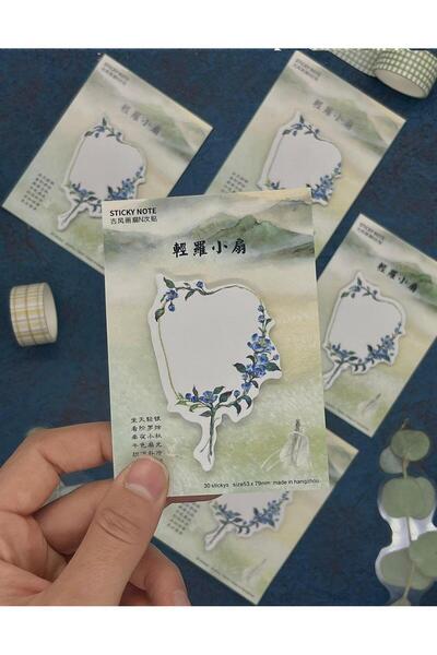 Kağıt Gemi Dükkan Blue Flower Patterned Post-it Note - Adhesive Scrapb Board