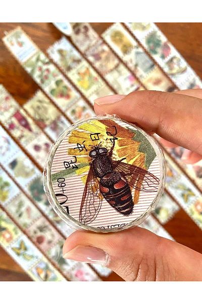 Kağıt Gemi Dükkan Washi Tape Sticker - Bullet Journal and Notebook Decorated - Single Sticker with Sequins and Bees