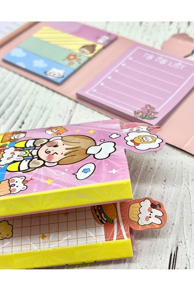 Kağıt Gemi Dükkan Cute Cake Girl and Teddy Bear Post-it / Sticky Note / Index