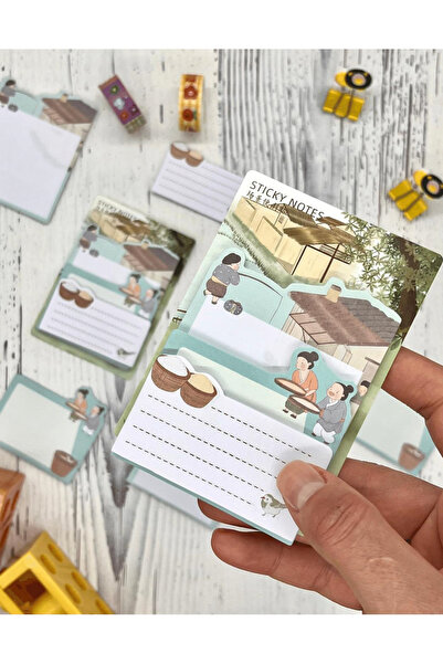 Kağıt Gemi Dükkan 3 Parça Farklı Boyutlarda Turkuaz Sticky Note Set / Post-it...