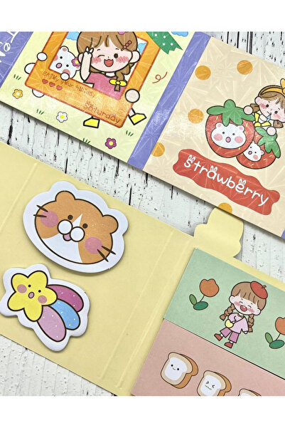 Kağıt Gemi Dükkan Cute Girl and Teddy Bear on Vacation Post-it / Sticky Note / Index