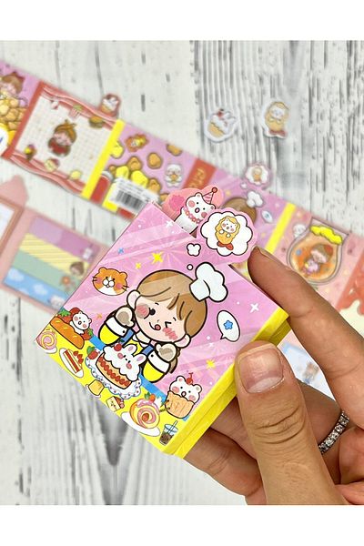 Kağıt Gemi Dükkan Cute Cake Girl and Teddy Bear Post-it / Sticky Note / Index