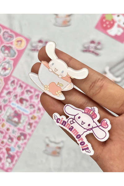 Kağıt Gemi Dükkan Sanrio Cinnamoroll Karakterli Rozet Seti 2'li / Pin Broş