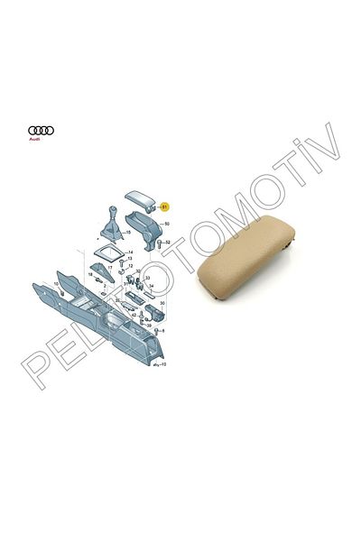 PELİTOTOMOTİV Armrest Cover for Audi A3 (2004-2012) Beige Leather 8p0864245