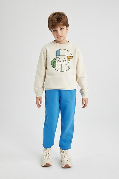 DeFacto Thick and Printed Boy's Sweatshirt - Crew Neck B5858a823cw