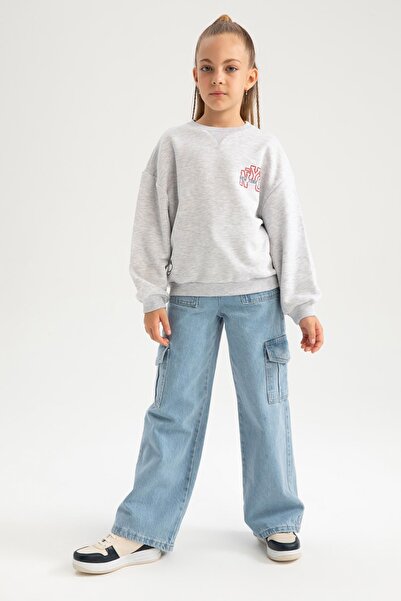 DeFacto Kız Çocuk Disney Mickey & Minnie Oversize Geniş Kalıp Bisiklet Yaka Sweatshirt A5603a823au