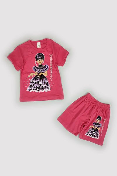 Peki Set de pantaloni scurți pentru fete din bumbac pieptănat 70% bumbac imprimat Wednesday 14707