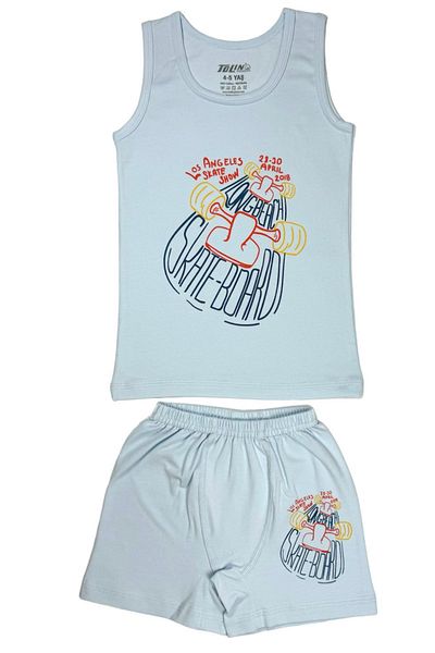TOLIN Set pantaloni scurți cu imprimeu albastru deschis pentru băiat - bumbac și lycra 83055
