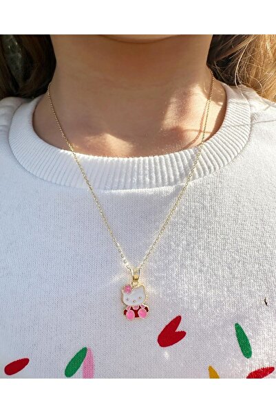 Kids fashion in Love HELLO KİTTY MİNELİ ALTIN KAPLAMA 925 ayar GÜMÜŞ KOLYE