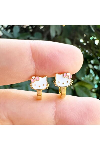 Kids fashion in Love HELLO KİTTY MİNELİ ALTIN KAPLAMA 925 ayar GÜMÜŞ KÜPE