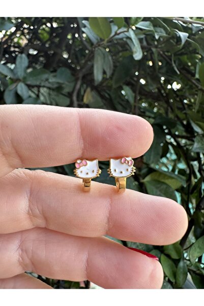 Kids fashion in Love HELLO KİTTY MİNELİ ALTIN KAPLAMA 925 ayar GÜMÜŞ KÜPE
