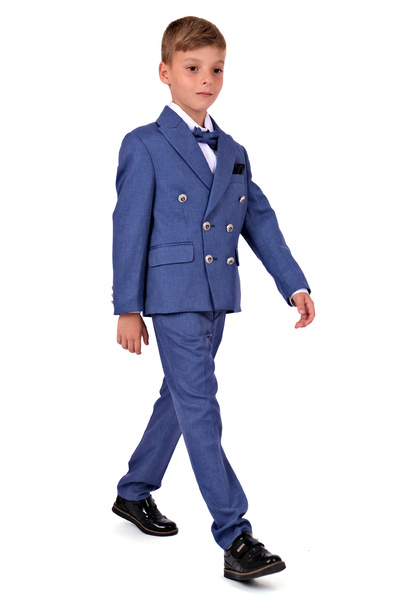 Merdia Costum jachetă cu croială italiană pentru băiat - jachetă, cămașă, pantaloni, papion cu batista