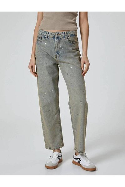 Koton 4sal40220md Damen Jeanshose Grün Cast