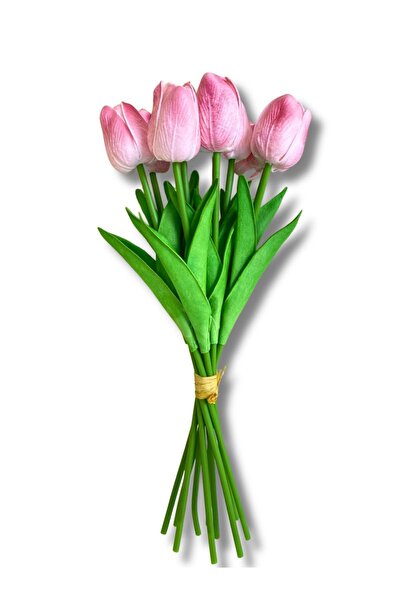 Cihan Çiçekçilik Yapay 8 Li Islak Lale Buketi 33 Cm Pembe