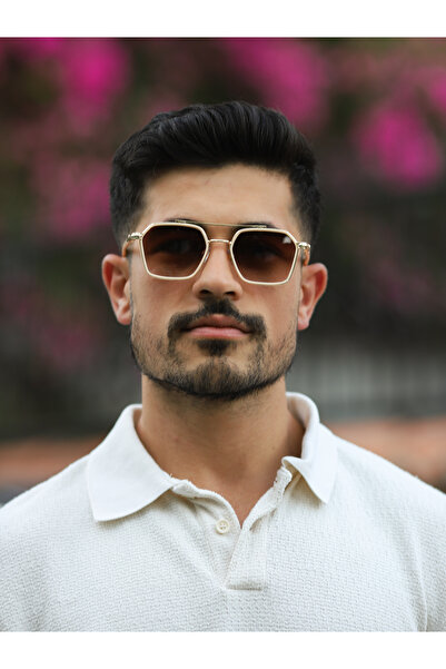 TomyHelf Köşegen Tasarım Krem Çerçeve Kahverengi Cam Kadın Güneş Gözlüğü