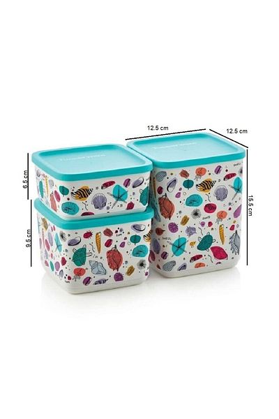 Tupperware Cubic Set of 3 Beach Food Storage Container Hsgl