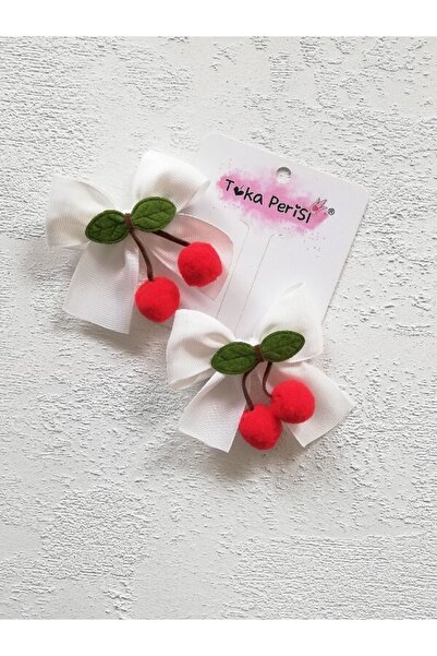 Toka Perisi Baby White Ribbon Red Cherry Bow