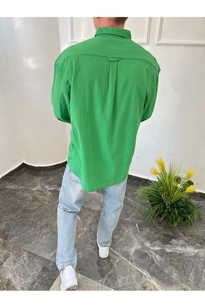 NOMARC Basic Pistachio Green Linen Shirt