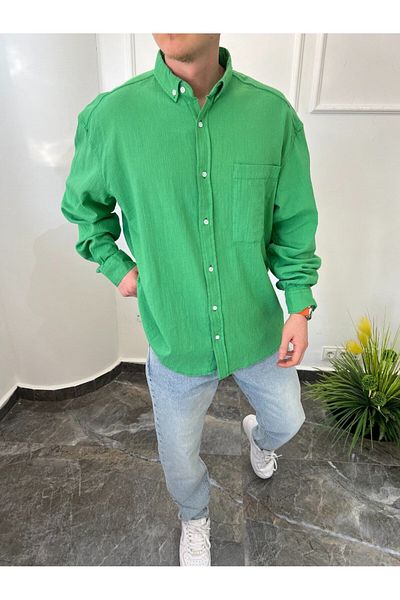 NOMARC Basic Pistachio Green Linen Shirt