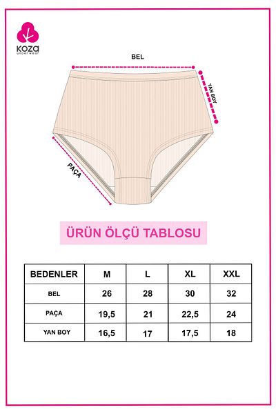 koza iç giyim Chiloți 5 piese pentru femei, cu nervuri cu talie foarte înaltă