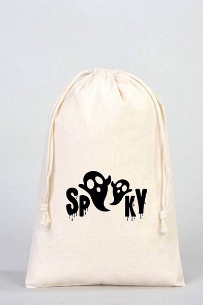 Florence Event Scary Spooky Ghost Halloween Printed 100% Cotton Raw Cloth Pouch 20x30 Cm