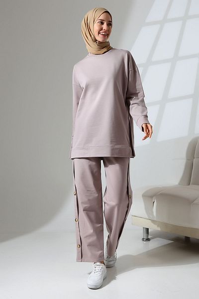 Mihran Butik Dried Rose Women's Hijab Set - Combed Cotton, Seasonal, Sports and Comfortable