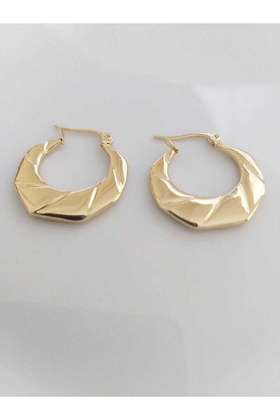 DEVİ fashion Steel Vintage Gold Hoop Earrings 2 cm
