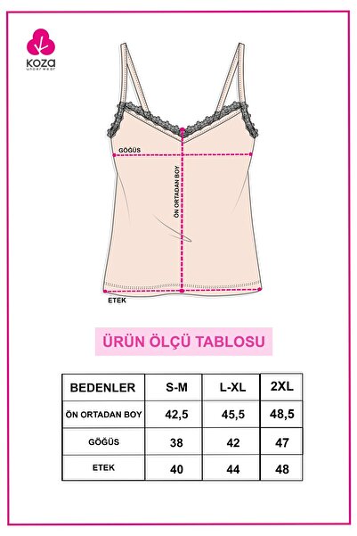 koza iç giyim Women's 2-Piece Rope Strap Lace - Athlete with Adjustment Ring