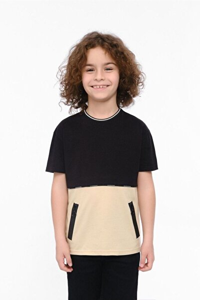 Doctor junior Tricou negru bej pentru băiat - Croială confortabilă