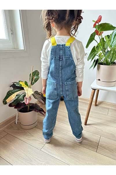 VOSVOSBABY Унісекс сарі Тавсан Детальний джинсовий комбінезон