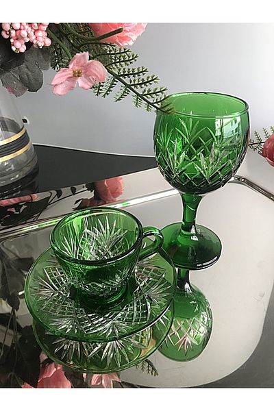 DECOSTYLE 3 قطع كريم زجاج فيكان كوب قهوة وكوب ماء