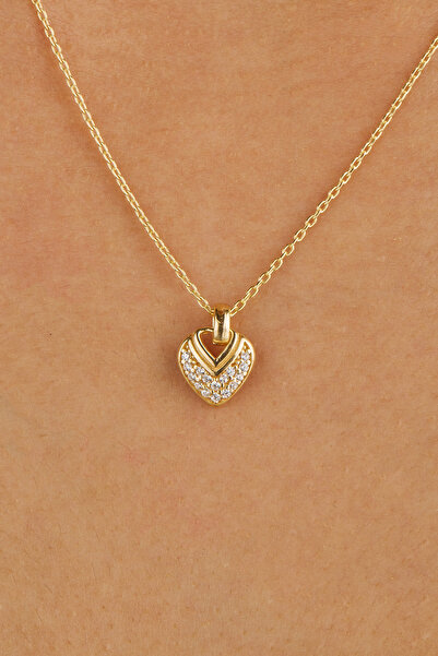 Joy of Jade Mels Kalpli Kolye 1 mikron 18 Ayar Altın Kaplama (925 Ayar Gümüş Üzerine), Zirkonyum