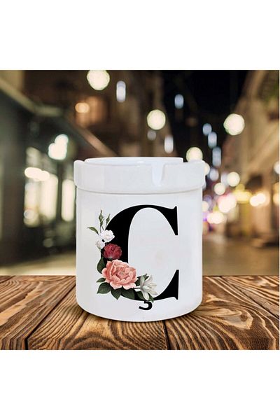 Kumbara Hediyelik Letter C Printed Ceramic Κομψό κομψό τασάκι