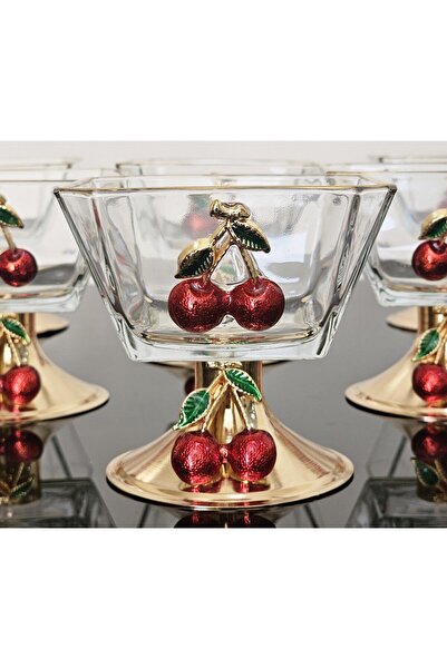 atabey home collection 6-Piece GOLD FOoted MAGNOLIA Ice Cream Bowl - Bowl and Presentation Cup